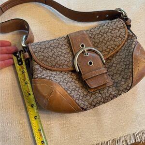 Coach Tan and Brown Signature Shoulder Bag -vintage